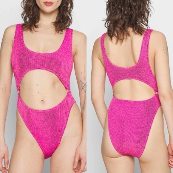 Good American Always Fits Sculpt  Monokini Swimsuit Fuschia Pink Size 2X - Picture 4 of 9